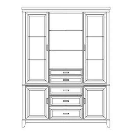 China Cabinet with Four Doors & Five Drawers